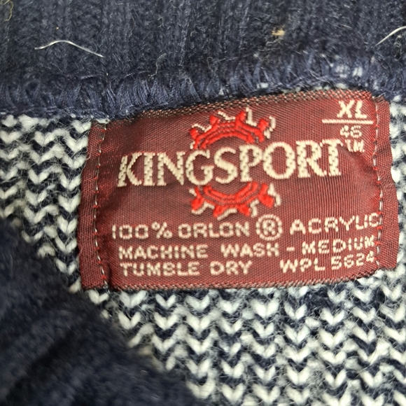 Vintage Ski Sweater Kingsport Navy and White Crewneck Sweater Womens XL #200 - Picture 6 of 8